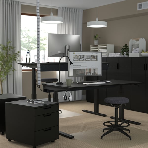 IKEA MITTZON Desk Sit/stand Electric Black Stained Ash Veneer/black 63x31 1/2 "