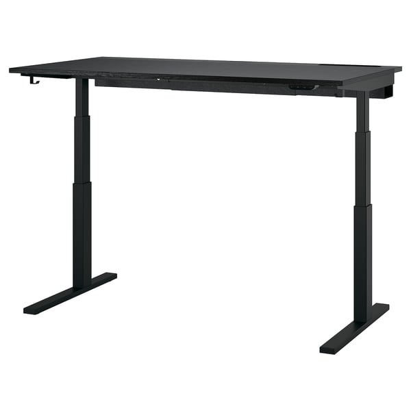 IKEA MITTZON Desk sit/stand electric black stained ash veneer/black 63x31 1/2 "