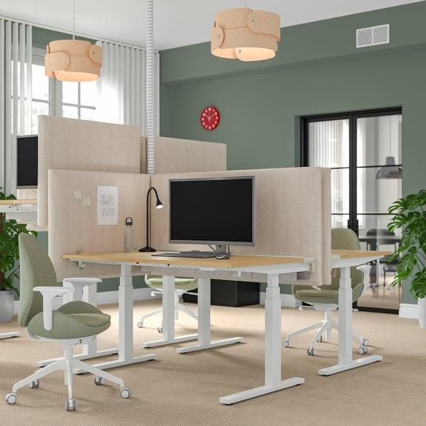 IKEA MITTZON Desk Sit/stand Electric Oak Veneer/white 55 1/8x23 5/8 "