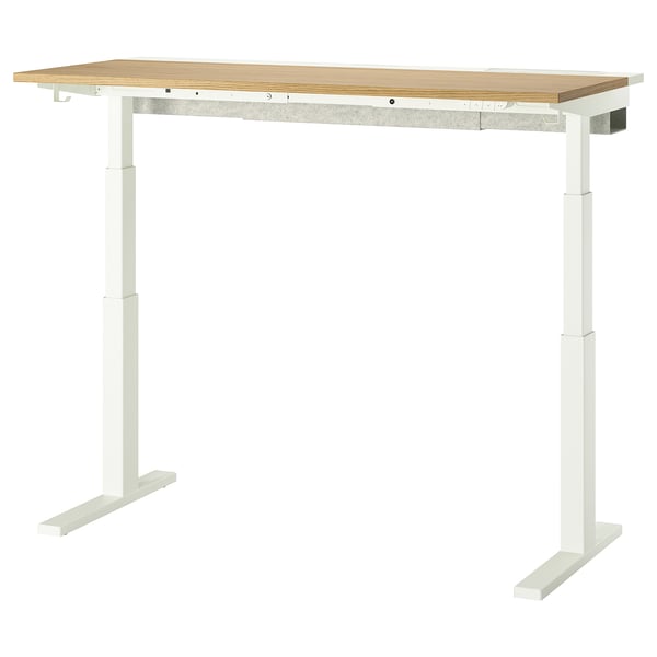 IKEA MITTZON Desk sit/stand electric oak veneer/white 55 1/8x23 5/8 "