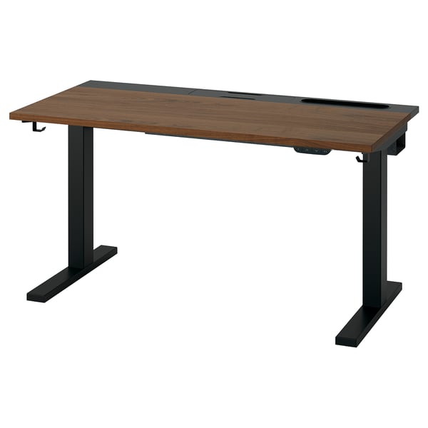 IKEA MITTZON Desk Sit/stand Electric Walnut Veneer/black 47 1/4x23 5/8 "