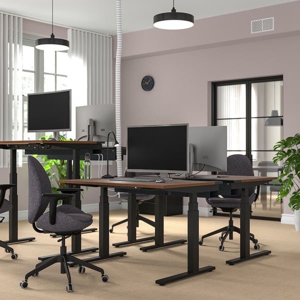 IKEA MITTZON Desk Sit/stand Electric Walnut Veneer/black 47 1/4x23 5/8 "
