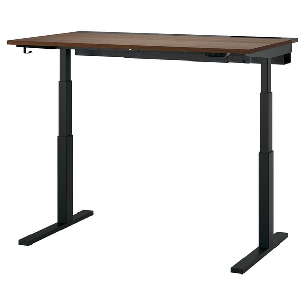 IKEA MITTZON Desk sit/stand electric walnut veneer/black 55 1/8x31 1/2 "