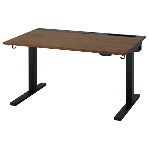 IKEA MITTZON Desk Sit/stand Electric Walnut Veneer/black 47 1/4x31 1/2 "