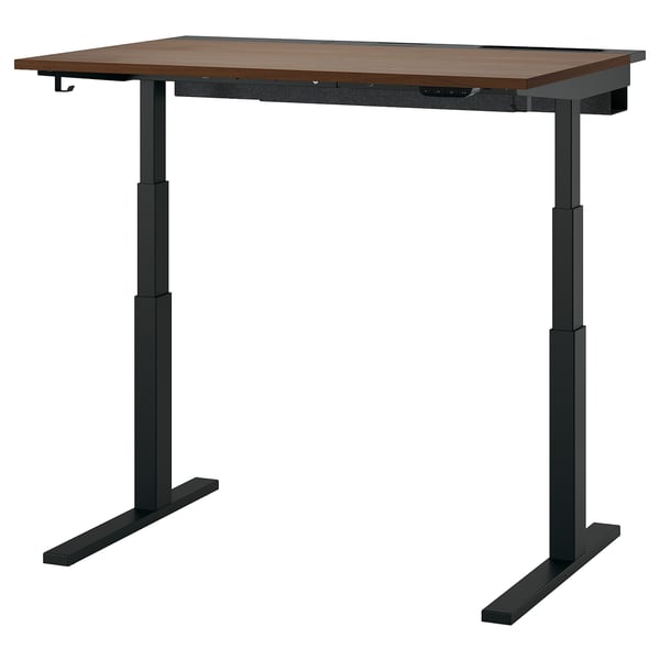 IKEA MITTZON Desk sit/stand electric walnut veneer/black 47 1/4x31 1/2 "