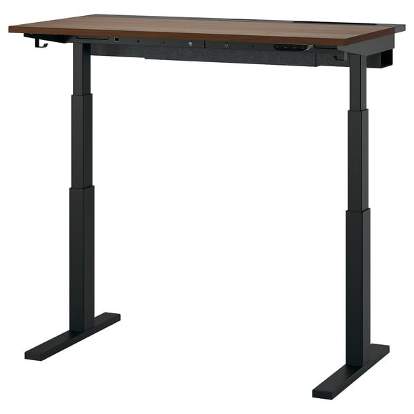 IKEA MITTZON Desk sit/stand electric walnut veneer/black 47 1/4x23 5/8 "