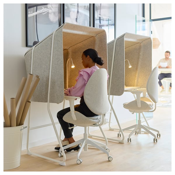 IKEA MITTZON Focus Workstation Beige/white 37 3/8x34 1/4x61 "