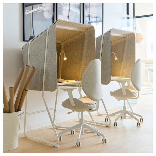 IKEA MITTZON Focus Workstation Beige/white 37 3/8x34 1/4x61 "