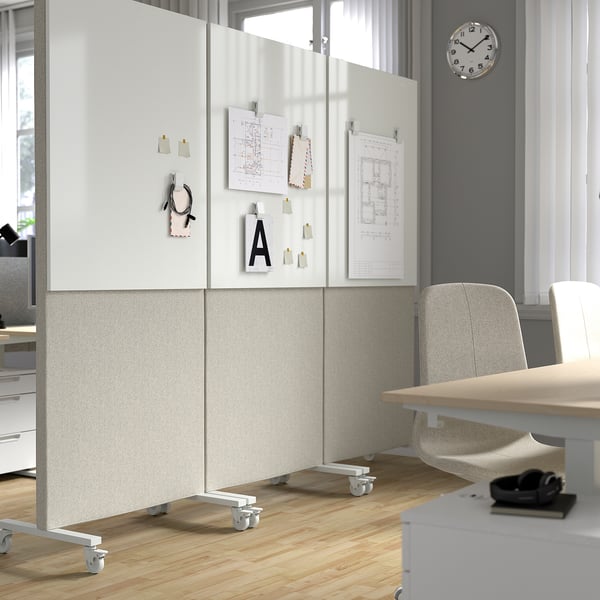 IKEA MITTZON Frame W Cstrs/acoustic Sceen/whtbr Gunnared Beige/white 33 1/2x80 3/4 "