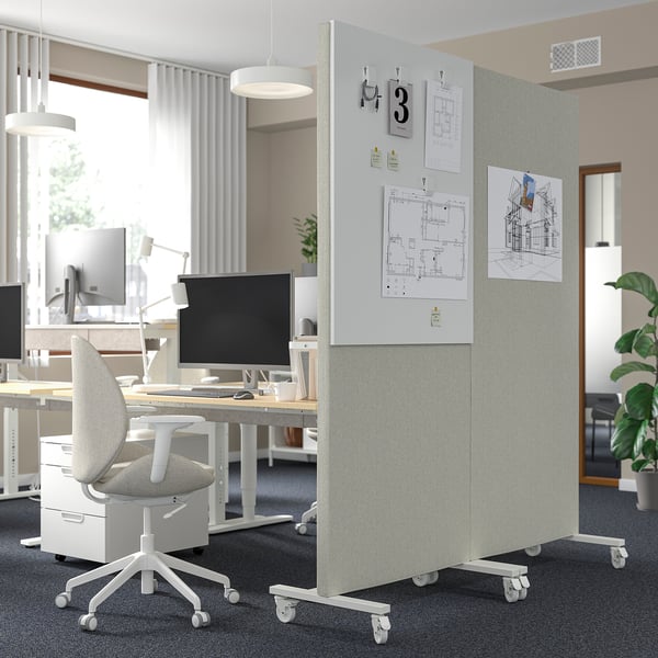 IKEA MITTZON Frame W Cstrs/acoustic Sceen/whtbr Gunnared Beige/white 33 1/2x80 3/4 "