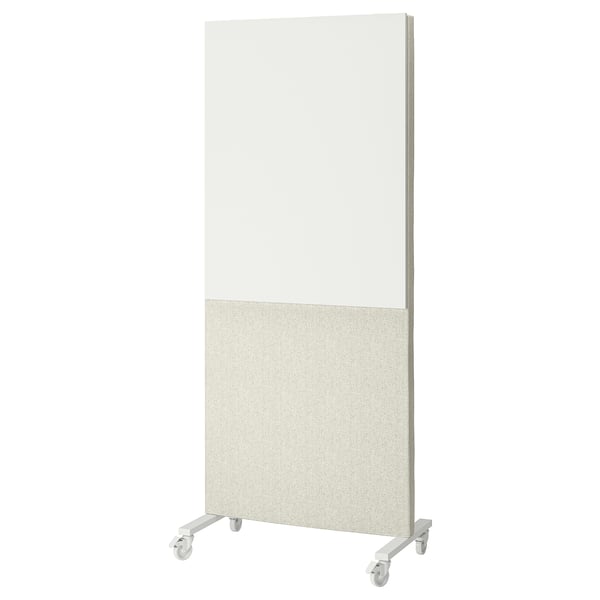 IKEA MITTZON Frame w cstrs/acoustic sceen/whtbr Gunnared beige/white 33 1/2x80 3/4 "