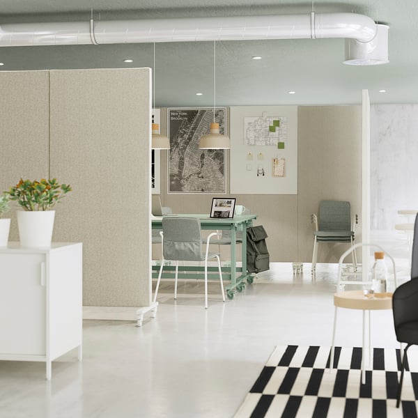 IKEA MITTZON Frame W Cstrs/acoustic Screen Gunnared Beige/white 33 1/2x80 3/4 "