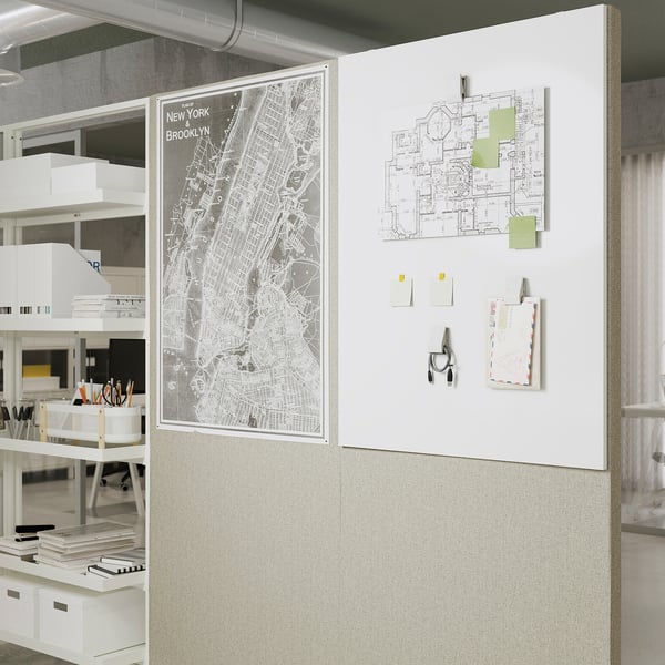 IKEA MITTZON Frame W Cstrs/acoustic Screen Gunnared Beige/white 33 1/2x80 3/4 "