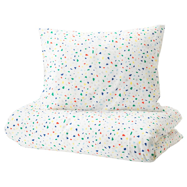 IKEA MÖJLIGHET Duvet cover and pillowcase(s) white/mosaic patterned Twin