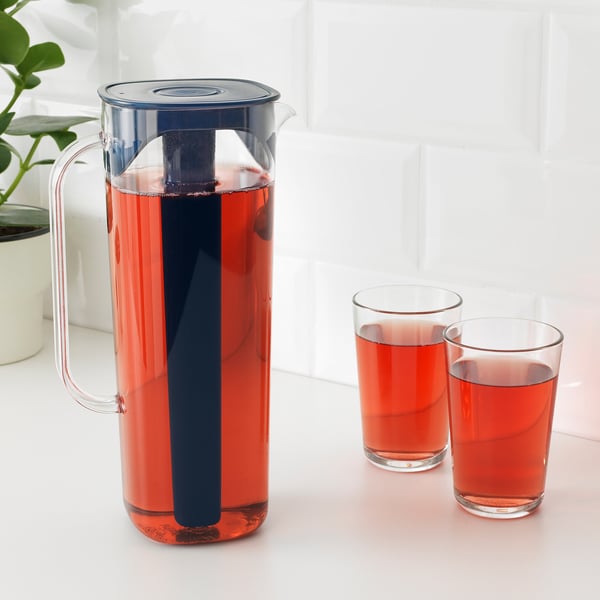 IKEA MOPPA Pitcher With Lid Dark Blue/transparent 57 Oz