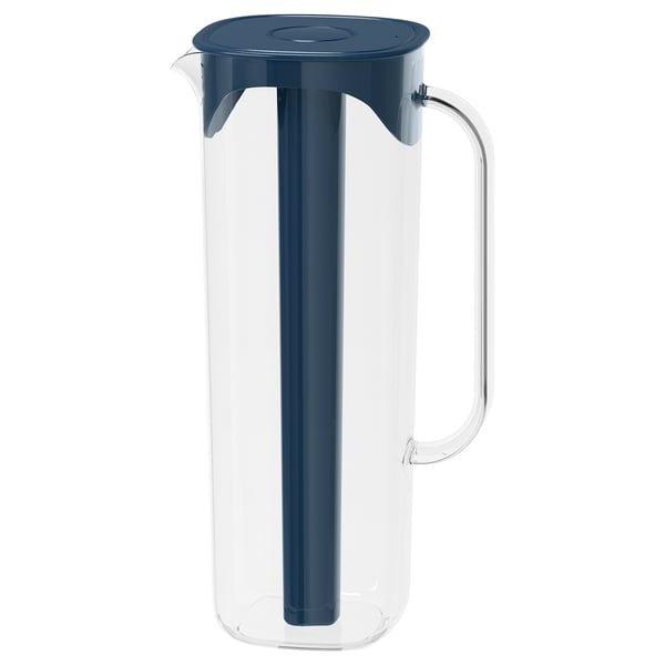 IKEA MOPPA Pitcher with lid dark blue/transparent 57 oz