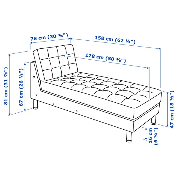 IKEA MORABO Chaise Add-on Unit Grann/Bomstad Golden Brown/metal