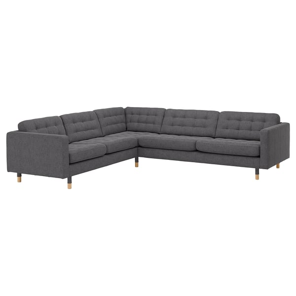 IKEA MORABO Sectional 5-seat corner Gunnared dark gray/wood