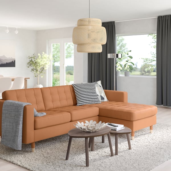 IKEA MORABO Sofa With Chaise Grann/Bomstad Golden Brown/wood