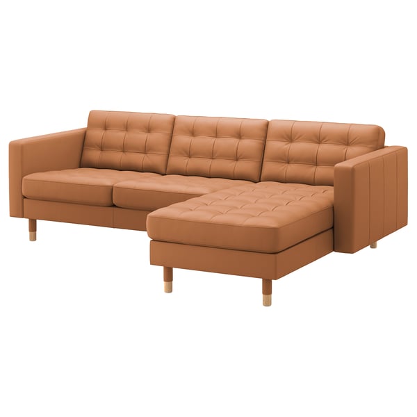 IKEA MORABO Sofa with chaise Grann/Bomstad golden brown/wood
