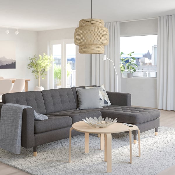 IKEA MORABO Sofa With Chaise Gunnared Dark Gray/wood