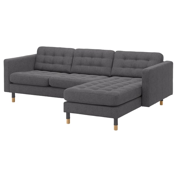 IKEA MORABO Sofa with chaise Gunnared dark gray/wood