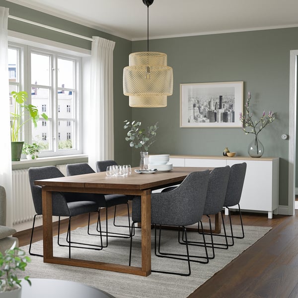 IKEA MÖRBYLÅNGA Table Oak Veneer Brown Stained 86 5/8x39 3/8 "
