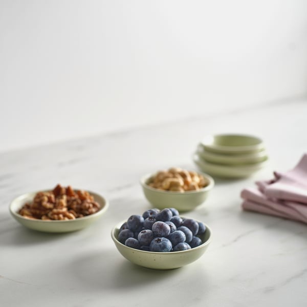 IKEA MOSSMAL Plate/bowl Set Of 3 Dot Pattern/light Green
