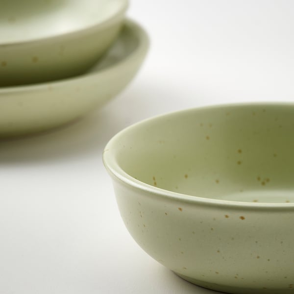 IKEA MOSSMAL Plate/bowl Set Of 3 Dot Pattern/light Green