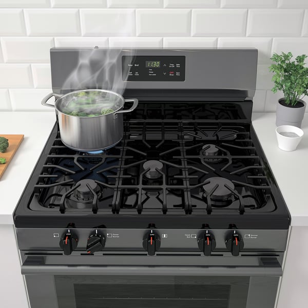 IKEA MOTSVARIG Range With Gas Cooktop Black Stainless Steel