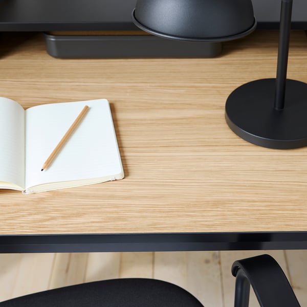 IKEA MULLSJÖ / SMÖRKULL Desk And Chair Oak Veneer/dark Gray
