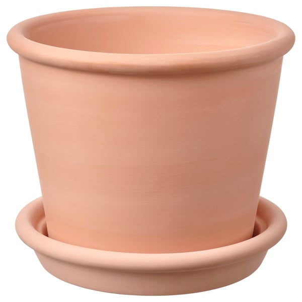 IKEA MUSKOTBLOMMA Plant pot with saucer indoor/outdoor terracotta 6 "