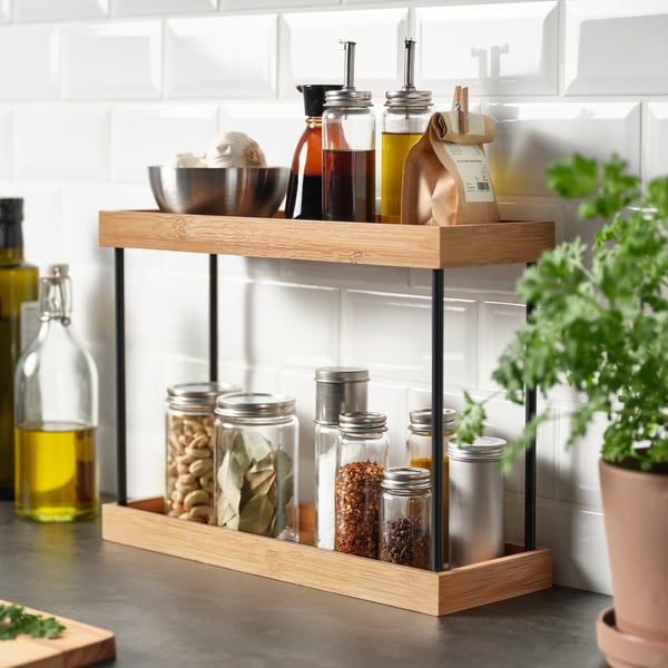 IKEA NÅLBLECKA Kitchen Countertop Organizer Metal/bamboo 15x5 1/8x11 "