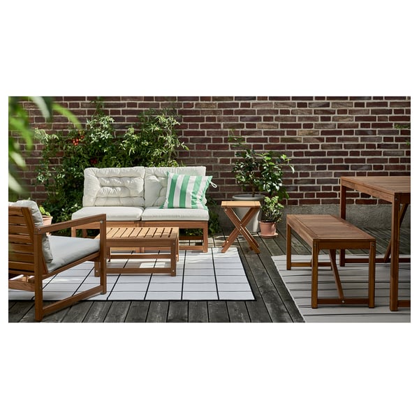 IKEA NÄMMARÖ 4-seat Conversation Set Outdoor Light Brown Stained/Kuddarna Light Grey-beige