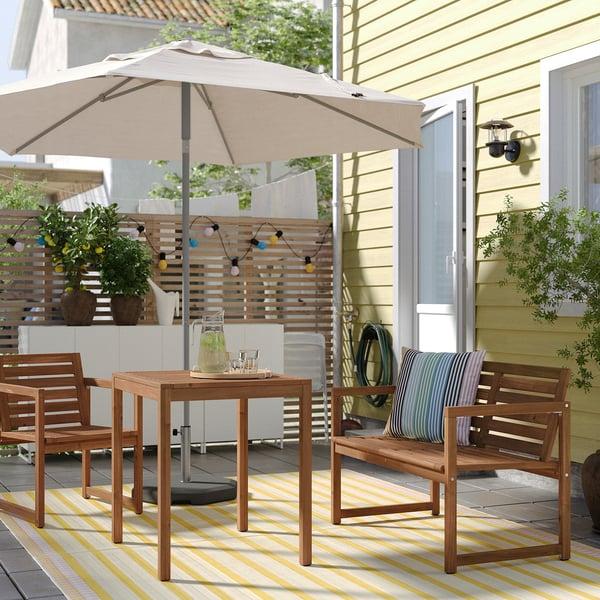 IKEA NÄMMARÖ Bench With Backrest Outdoor Light Brown Stained