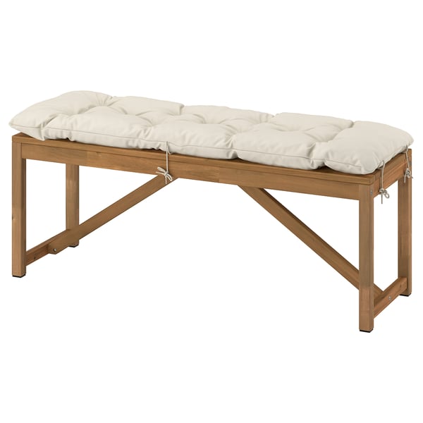 IKEA NÄMMARÖ Bench with cushion light brown stained/light grey-beige 47 1/4 "