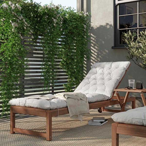 IKEA NÄMMARÖ Chaise Outdoor Light Brown Stained/Kuddarna Light Grey-beige