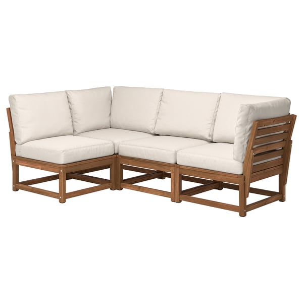 IKEA NÄMMARÖ Modular corner sofa 3-seat outdoor light brown stained/Frösön/Duvholmen beige