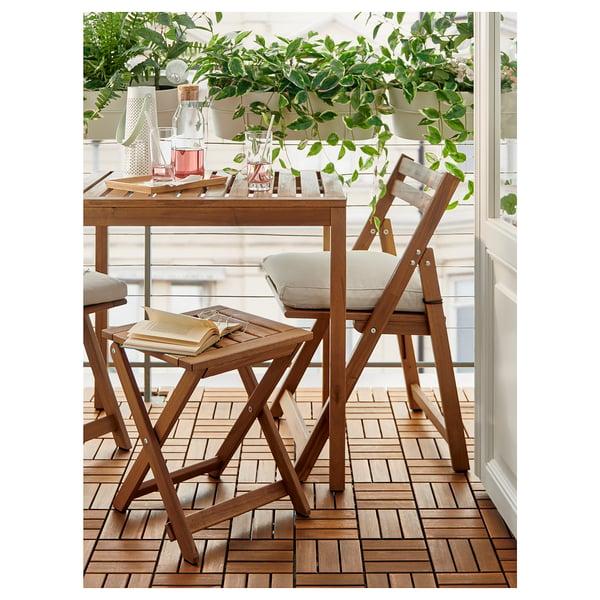 IKEA NÄMMARÖ Stool Outdoor Foldable/light Brown Stained 14 3/8x17 3/4 "