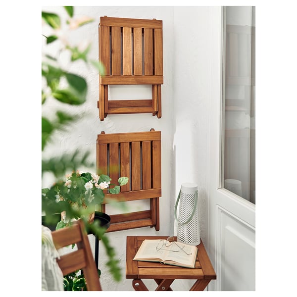 IKEA NÄMMARÖ Stool Outdoor Foldable/light Brown Stained 14 3/8x17 3/4 "