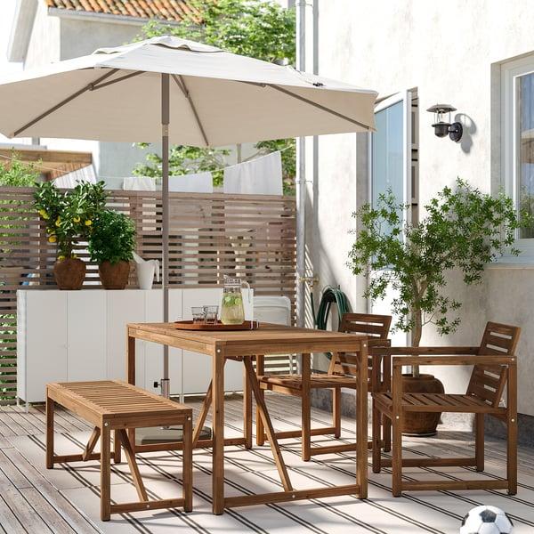IKEA NÄMMARÖ Table 2 Chairs And Bench Outdoor Light Brown Stained 55 1/8 "