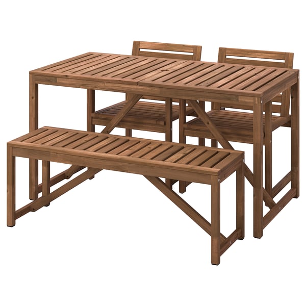 IKEA NÄMMARÖ Table 2 chairs and bench outdoor light brown stained 55 1/8 "