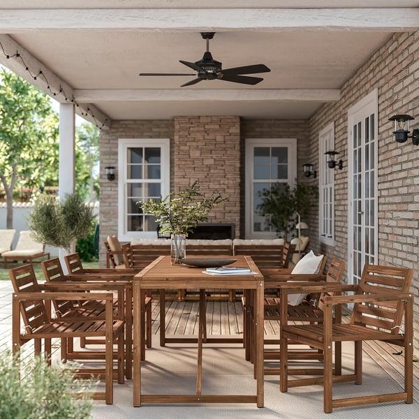 IKEA NÄMMARÖ Table+6 Armchairs Outdoor Light Brown Stained 78 3/4 "