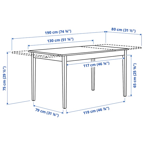IKEA NÄSINGE Extendable Table Dark Brown Stained/beech Veneer 51 1/8/74 3/4x31 1/2 "