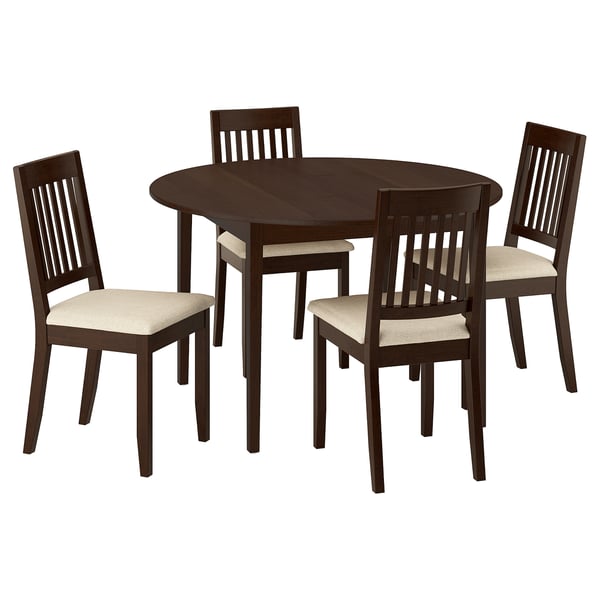 IKEA NÄSINGE / NÄSINGE Table and 4 chairs dark brown stained beech veneer/dark brown stained Kilanda light beige 47 1/4 "