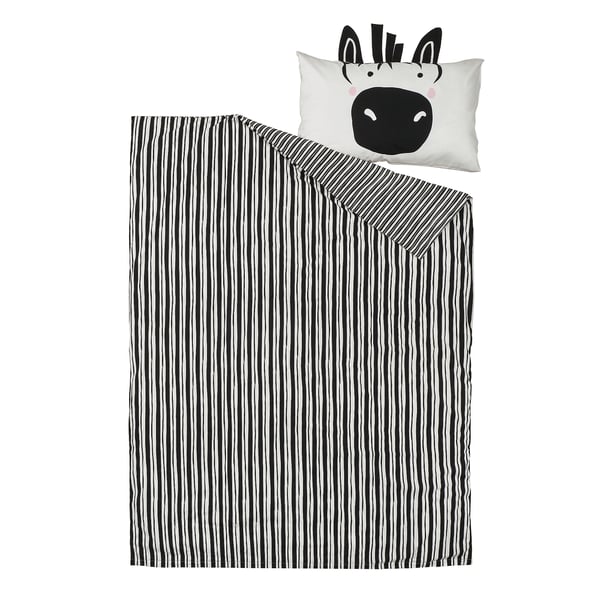 IKEA NATTHÄGER Duvet Cover And Pillowcase(s) Black White/zebra Twin