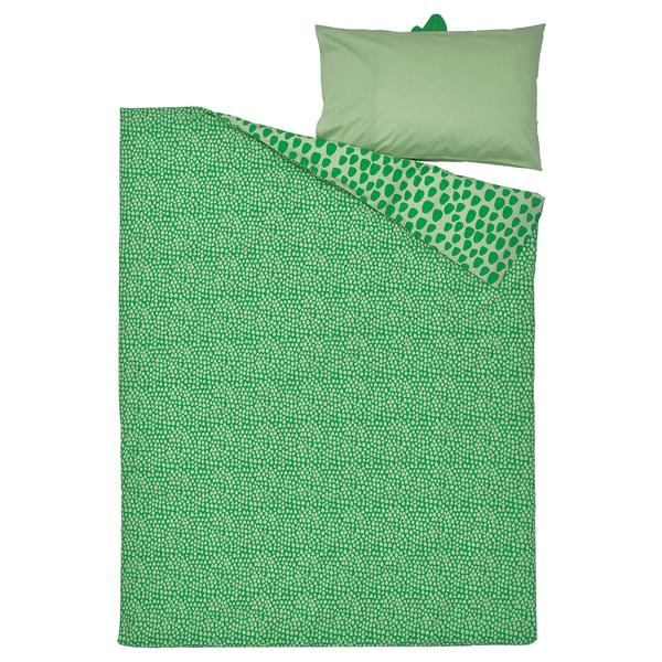 IKEA NATTHÄGER Duvet Cover And Pillowcase(s) Green/crocodile Twin