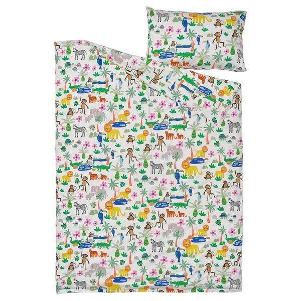 IKEA NATTHÄGER Duvet Cover And Pillowcase(s) Multicolor/jungle Twin