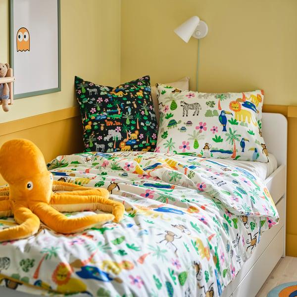 IKEA NATTHÄGER Duvet Cover And Pillowcase(s) Multicolor/jungle Twin