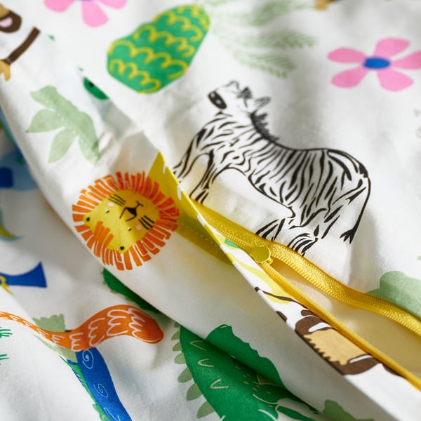 IKEA NATTHÄGER Duvet Cover And Pillowcase(s) Multicolor/jungle Twin